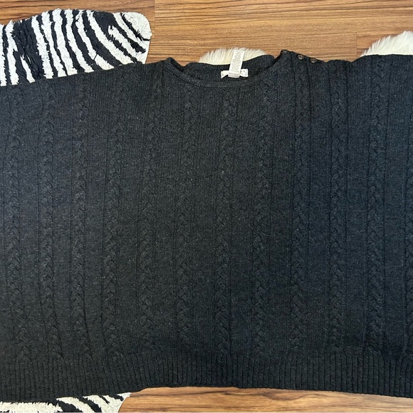 Kenar Chunky Cable Knit Poncho Sweater Grey Size M/L - Picture 4 of 6